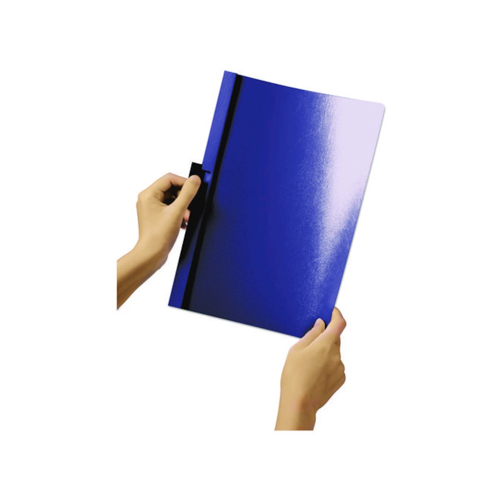 DuraClip Report Cover, Clip Fastener, 8.5 x 11, Clear/Navy, 25/Box. Picture 2