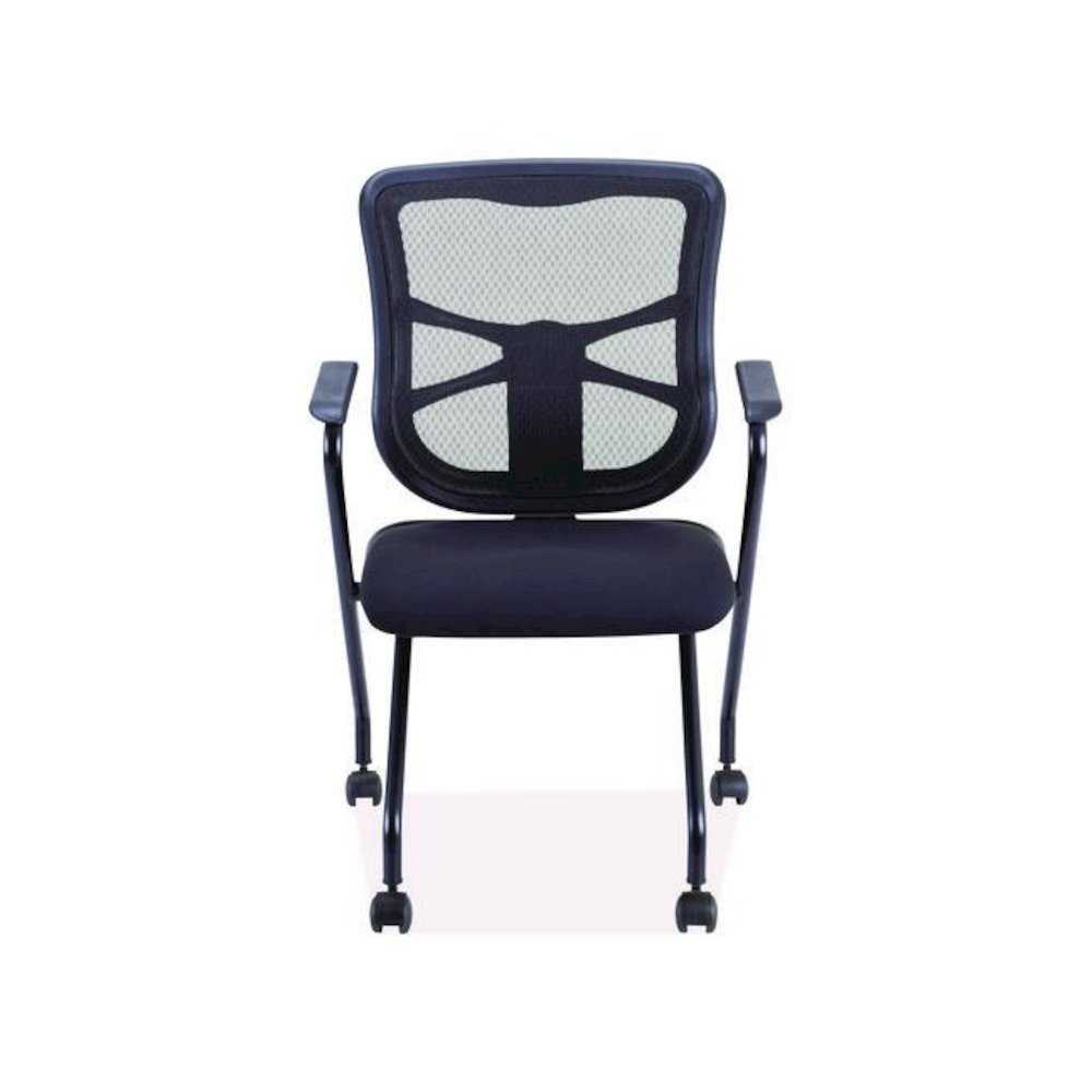 Alera Elusion Mesh Nesting Chairs with Padded Arms, Supports Up to 275 lb, 18.11" Seat Height, Black, 2/Carton. Picture 2