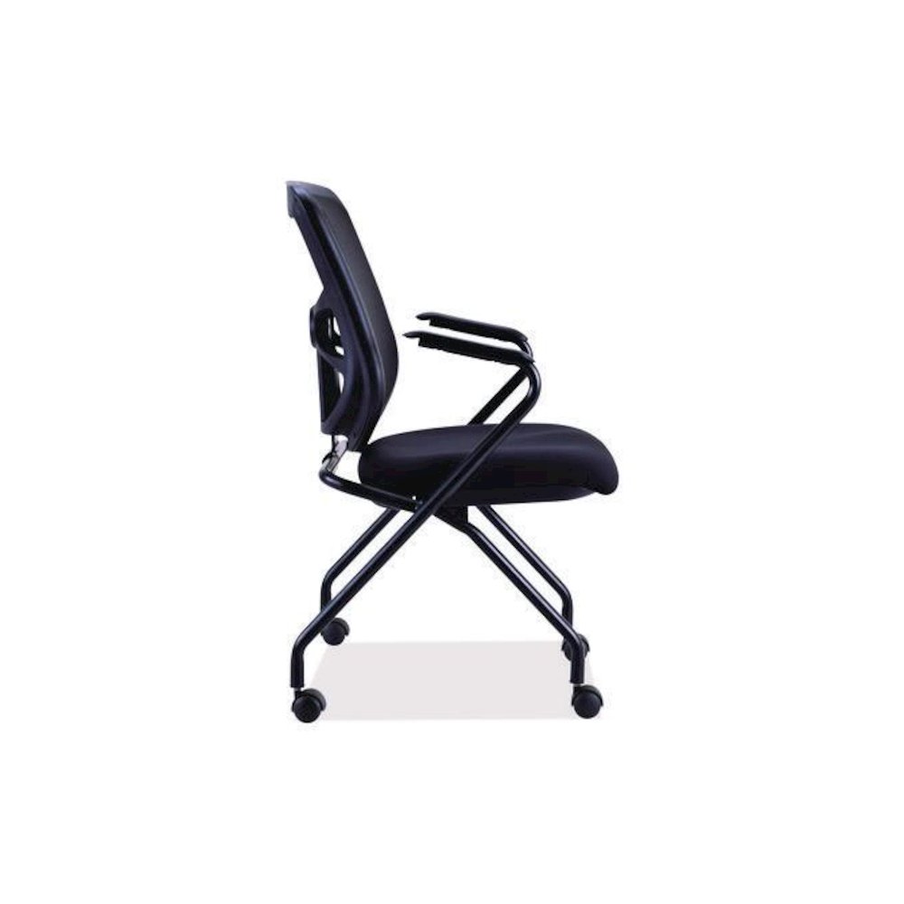 Alera Elusion Mesh Nesting Chairs with Padded Arms, Supports Up to 275 lb, 18.11" Seat Height, Black, 2/Carton. Picture 3