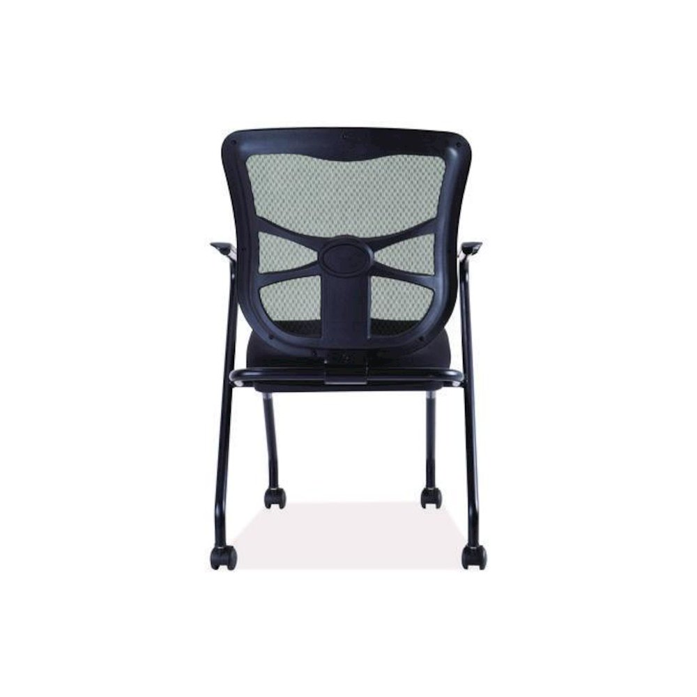 Alera Elusion Mesh Nesting Chairs with Padded Arms, Supports Up to 275 lb, 18.11" Seat Height, Black, 2/Carton. Picture 4