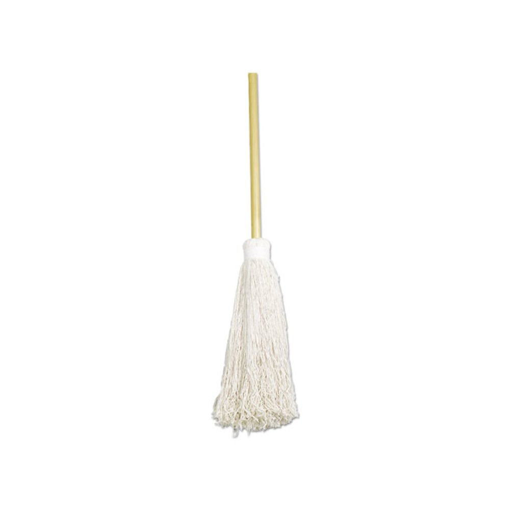 7920002248726, SKILCRAFT Deck Swab, 17" White Cotton Head, 60" Natural Wood Handle. Picture 1
