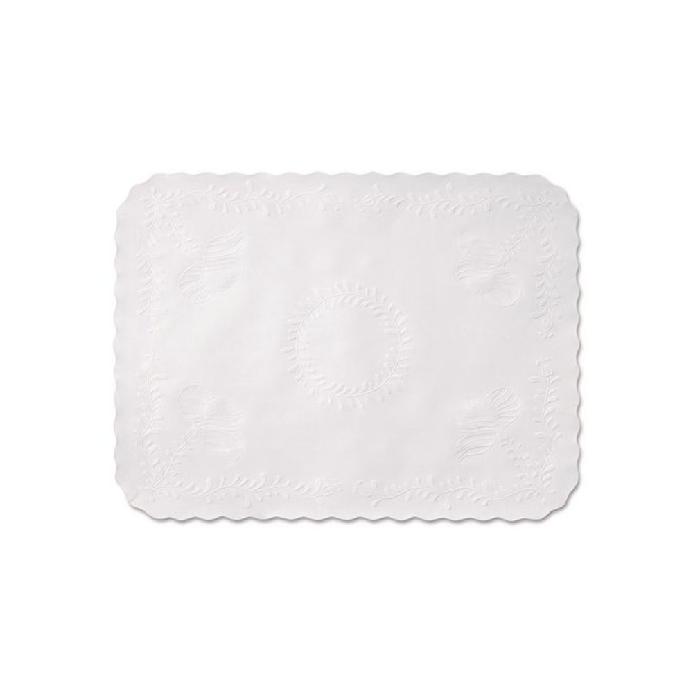 Scalloped Edge Traymat, Anniversary Embossed Surface, 19" x 14", White, 1,000/Carton. Picture 1