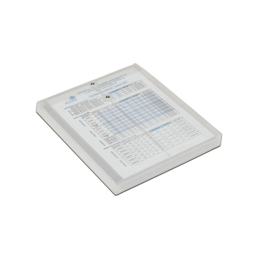 7530016618836, SKILCRAFT Poly String/Button Top-Loading 1.25" Expansion Envelope, 1 Section, Letter Size, Clear, 5/Pack. Picture 1