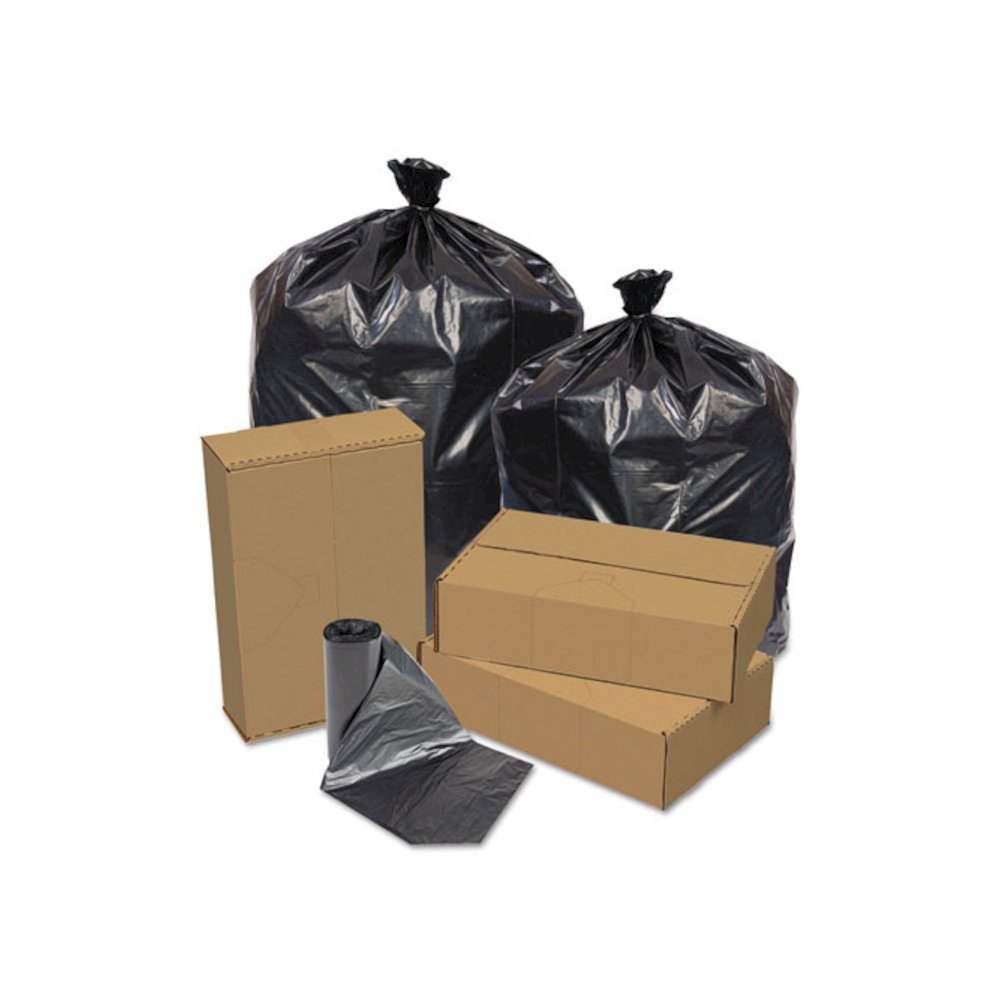 Eco Strong Can Liners, 45 gal, 1.5 mil, 40" x 46", Black, 100/Carton. Picture 1