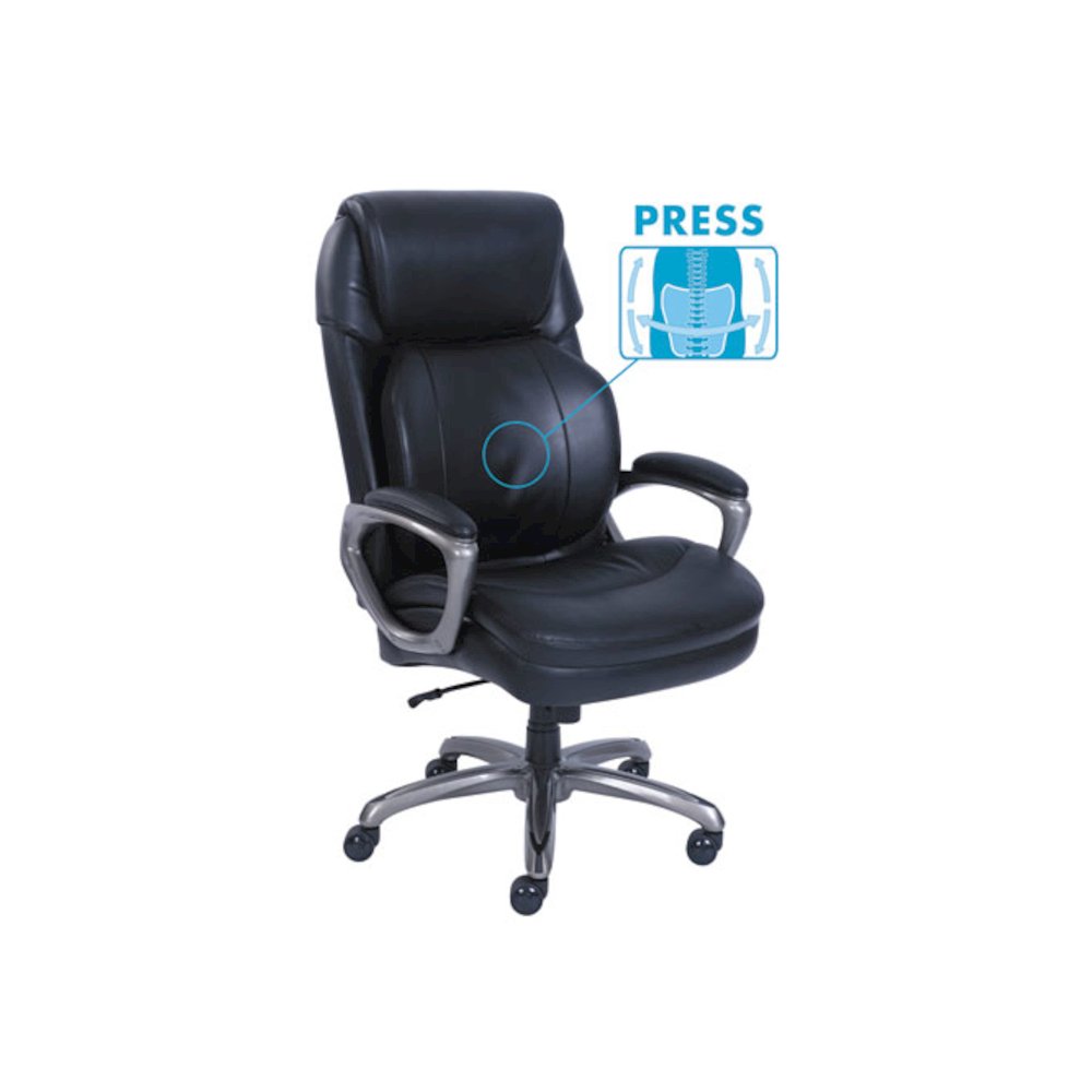 Cosset Big and Tall Executive Chair, Supports Up to 400 lb, 19" to 22" Seat Height, Black Seat/Back, Slate Base. Picture 2