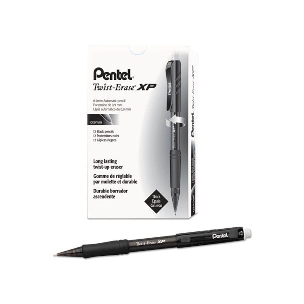 Twist-Erase EXPRESS Mechanical Pencil, 0.9 mm, HB (#2), Black Lead, Black Barrel, Dozen. Picture 1