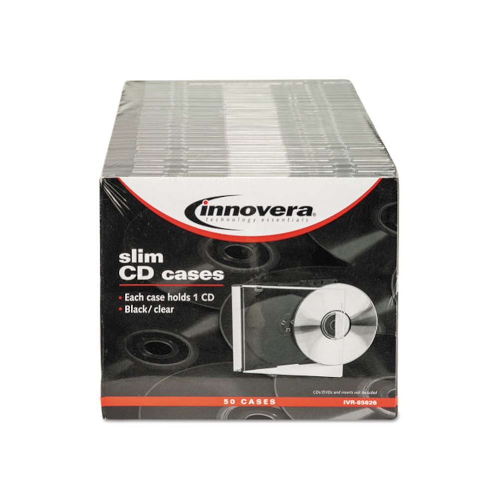 CD/DVD Slim Jewel Cases, Clear/Black, 50/Pack. Picture 5