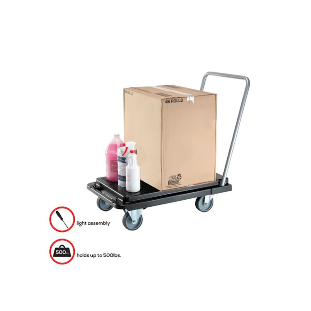 Heavy-Duty Platform Cart, 300 lb Capacity, 21 x 32.5 x 37.5, Black. Picture 3