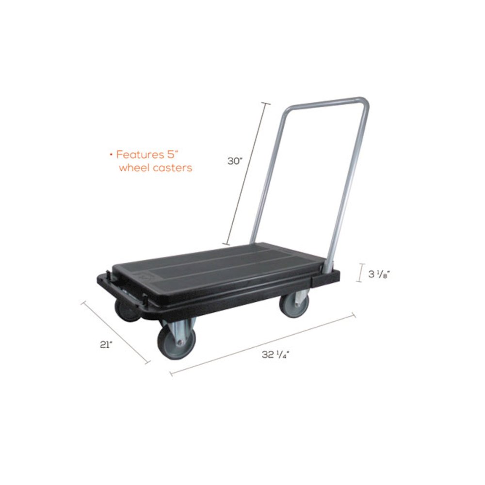 Heavy-Duty Platform Cart, 300 lb Capacity, 21 x 32.5 x 37.5, Black. Picture 4