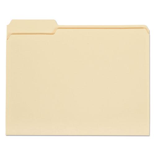 Top Tab File Folders, 1/3-Cut Tabs: Assorted, Letter Size, 0.75" Expansion, Manila, 100/Box. Picture 1