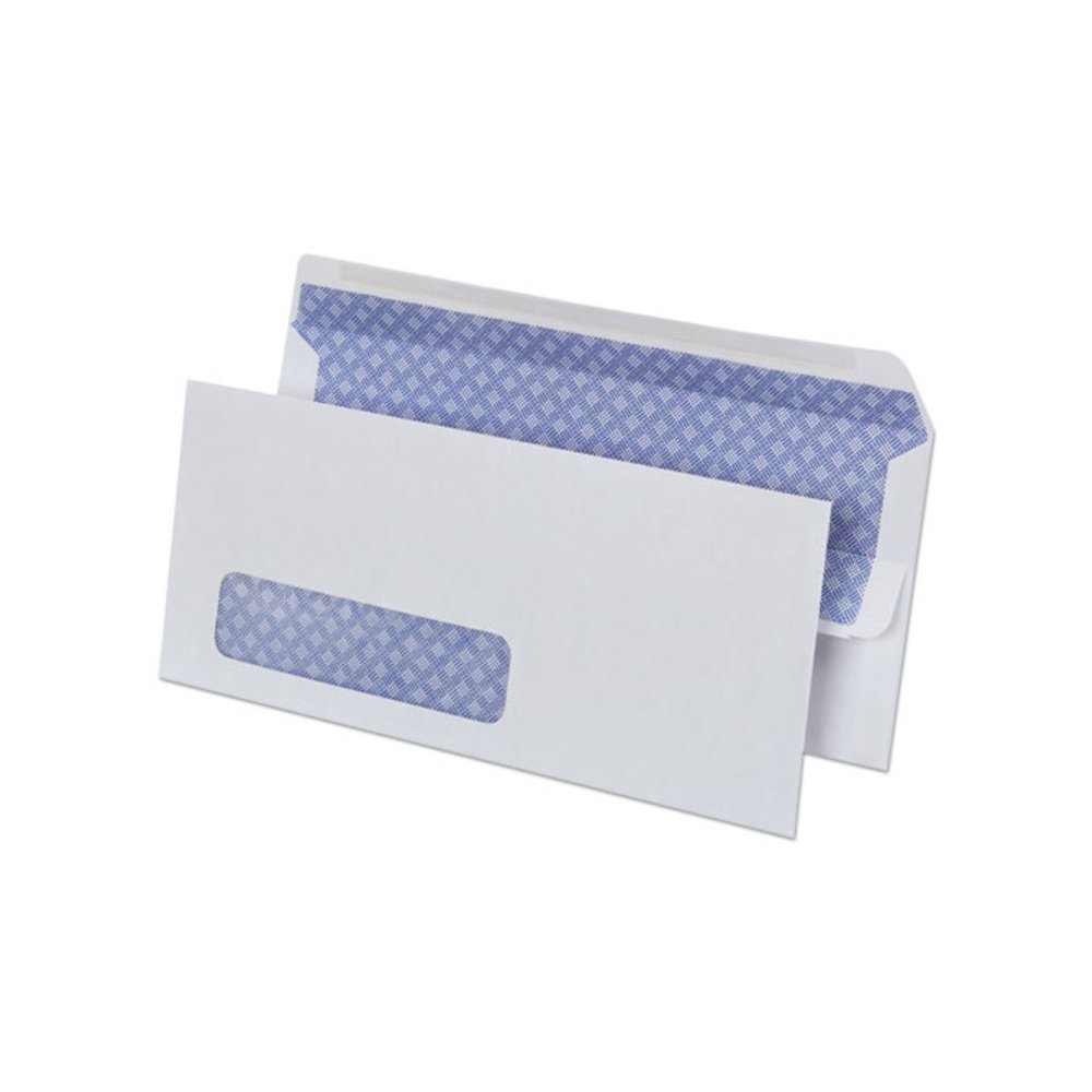 Self-Seal Security Tint Business Envelope, Address Window, #10, Square Flap, Self-Adhesive Closure, 4.13 x 9.5, White, 500/BX. Picture 2