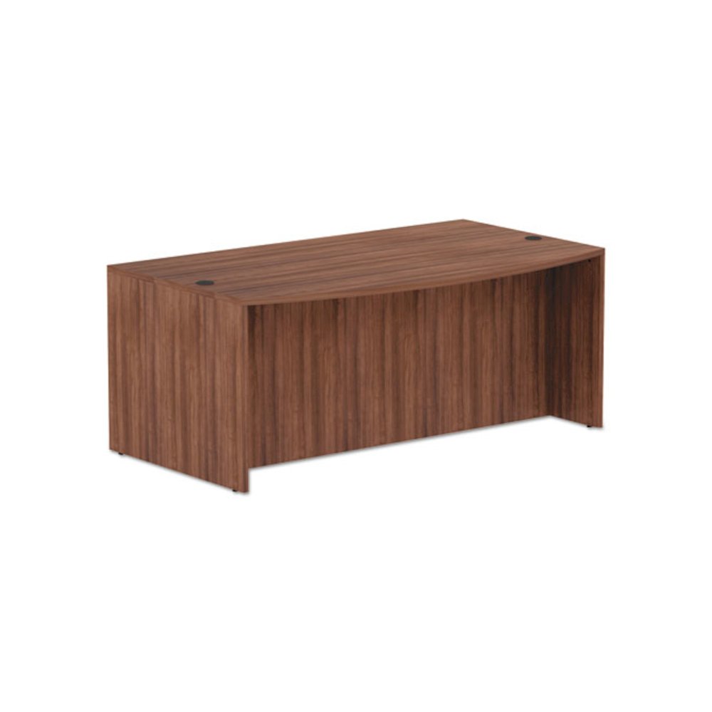 Alera Valencia Series Bow Front Desk Shell, 71" x 41.38" x 29.63", Modern Walnut. Picture 3