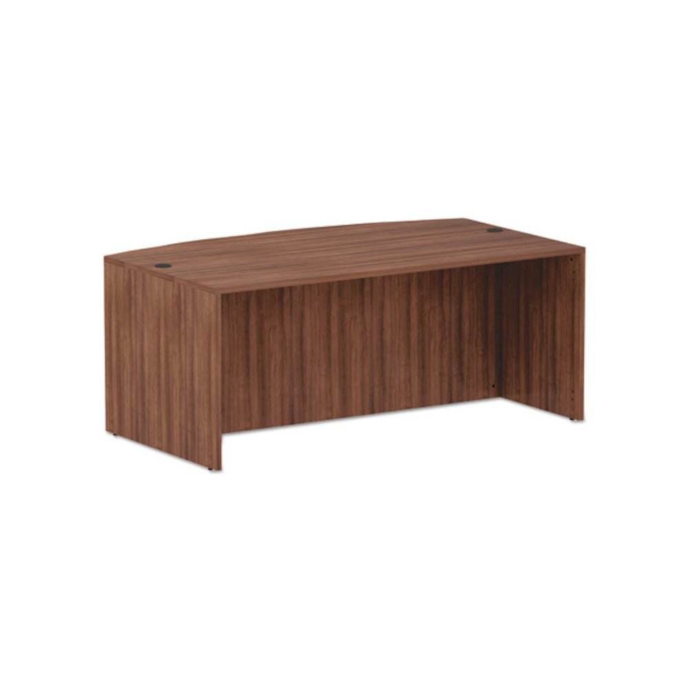 Alera Valencia Series Bow Front Desk Shell, 71" x 41.38" x 29.63", Modern Walnut. Picture 1