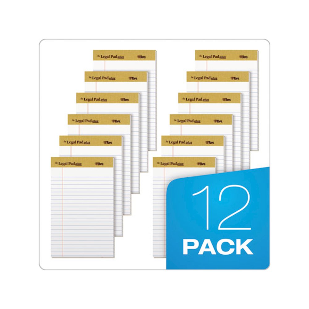 "The Legal Pad" Plus Ruled Perforated Pads with 40 pt. Back, Narrow Rule, 50 White 5 x 8 Sheets, Dozen. Picture 7