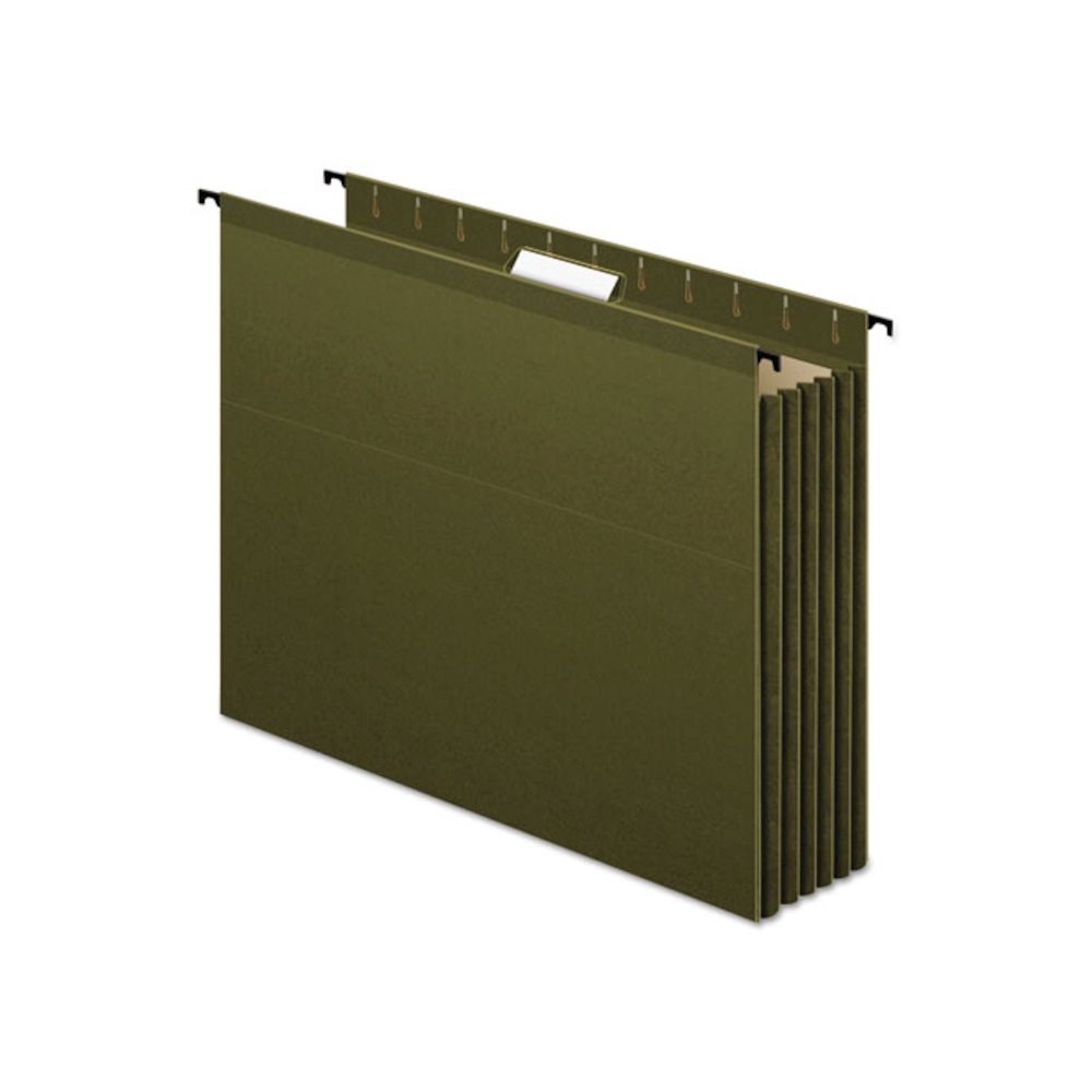 SureHook Hanging Pocket File, Letter Size, 1/5-Cut Tabs, Standard Green, 4/Pack. Picture 1