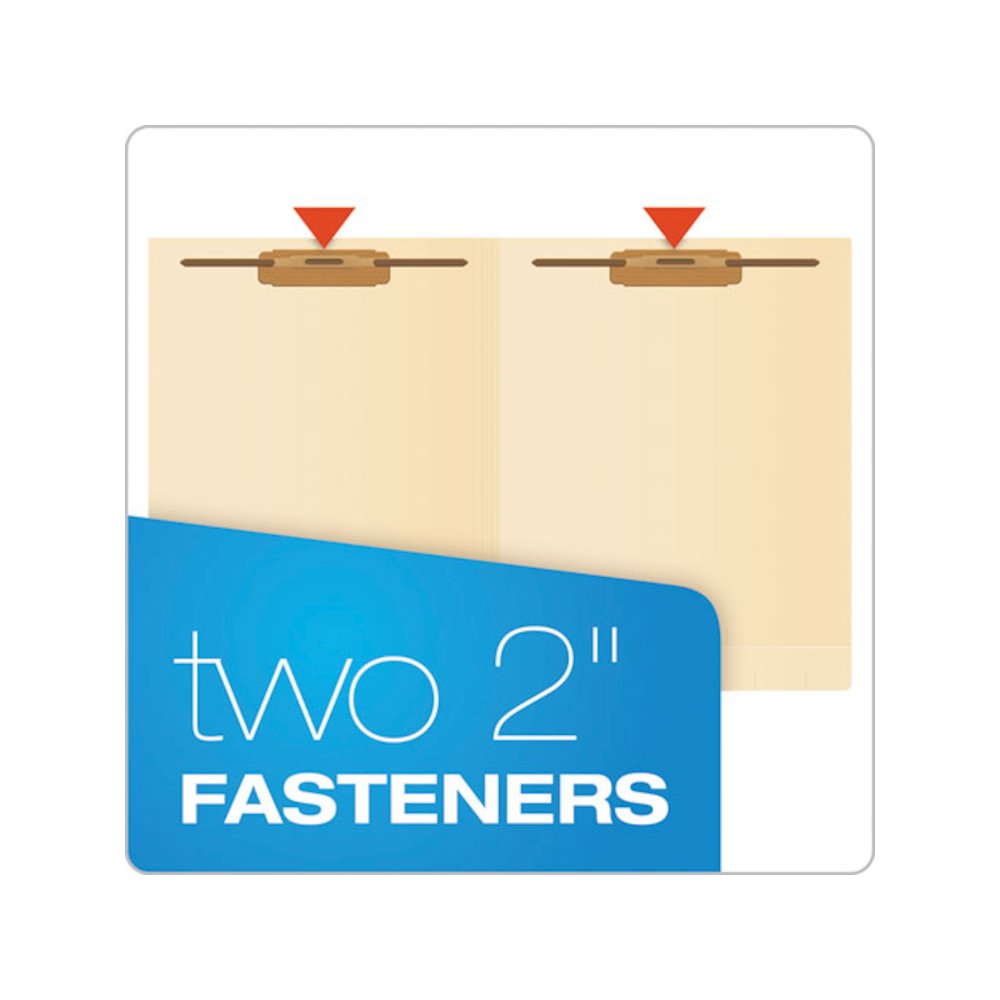 Manila Laminated End Tab Fastener Folders, Straight Tab, Expands 0.75", 2 Fasteners, Letter Size, 11-pt Manila, 50/Box. Picture 3