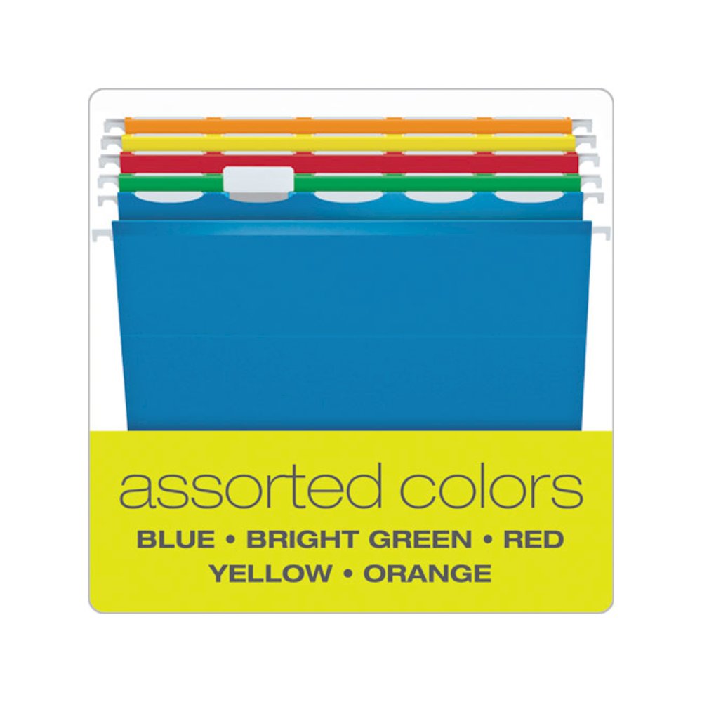 Ready-Tab Colored Reinforced Hanging Folders, Legal Size, 1/6-Cut Tabs, Assorted Colors, 25/Box. Picture 4