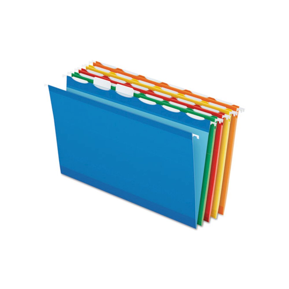 Ready-Tab Colored Reinforced Hanging Folders, Legal Size, 1/6-Cut Tabs, Assorted Colors, 25/Box. Picture 1