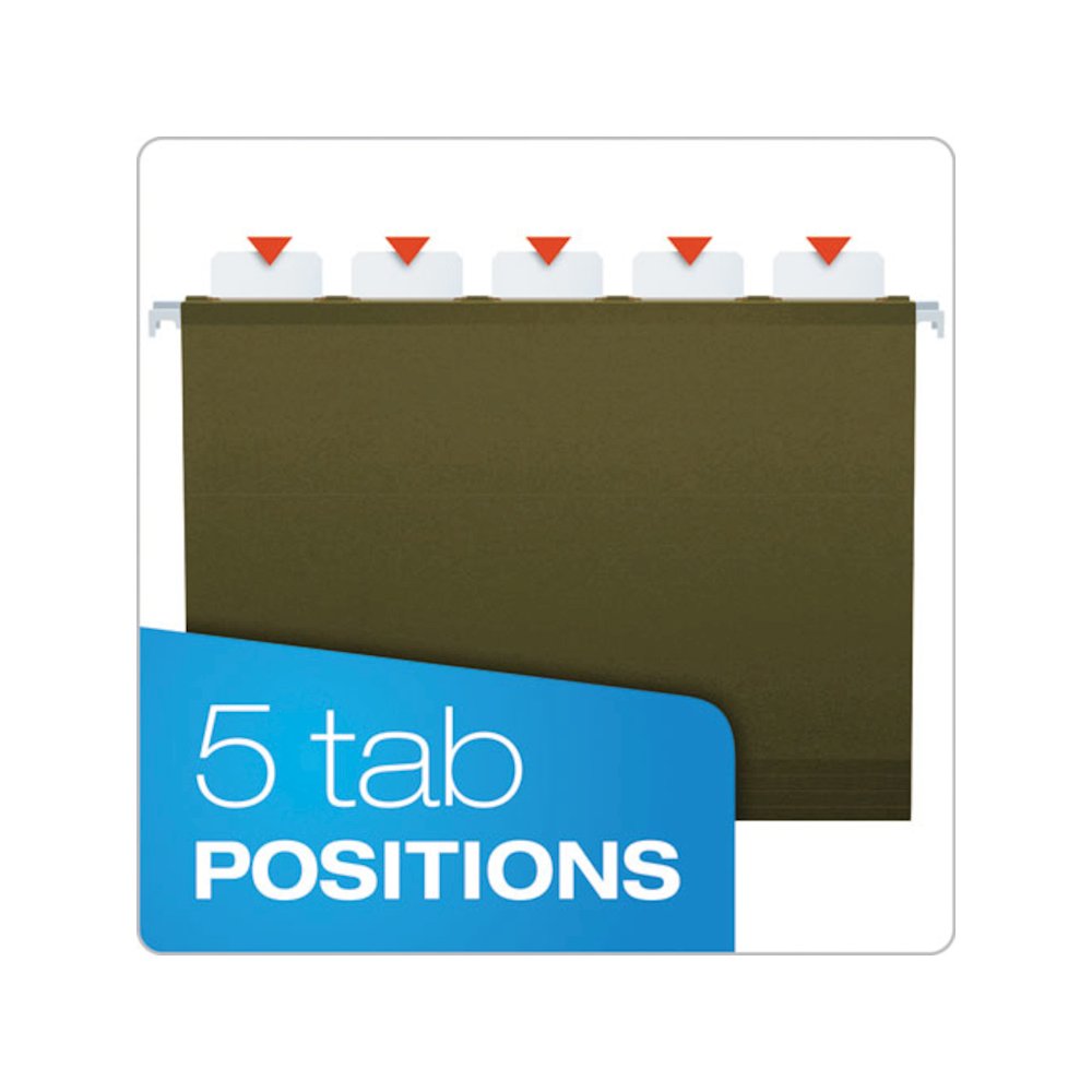 Ready-Tab Extra Capacity Reinforced Colored Hanging Folders, Legal Size, 1/6-Cut Tabs, Standard Green, 20/Box. Picture 3