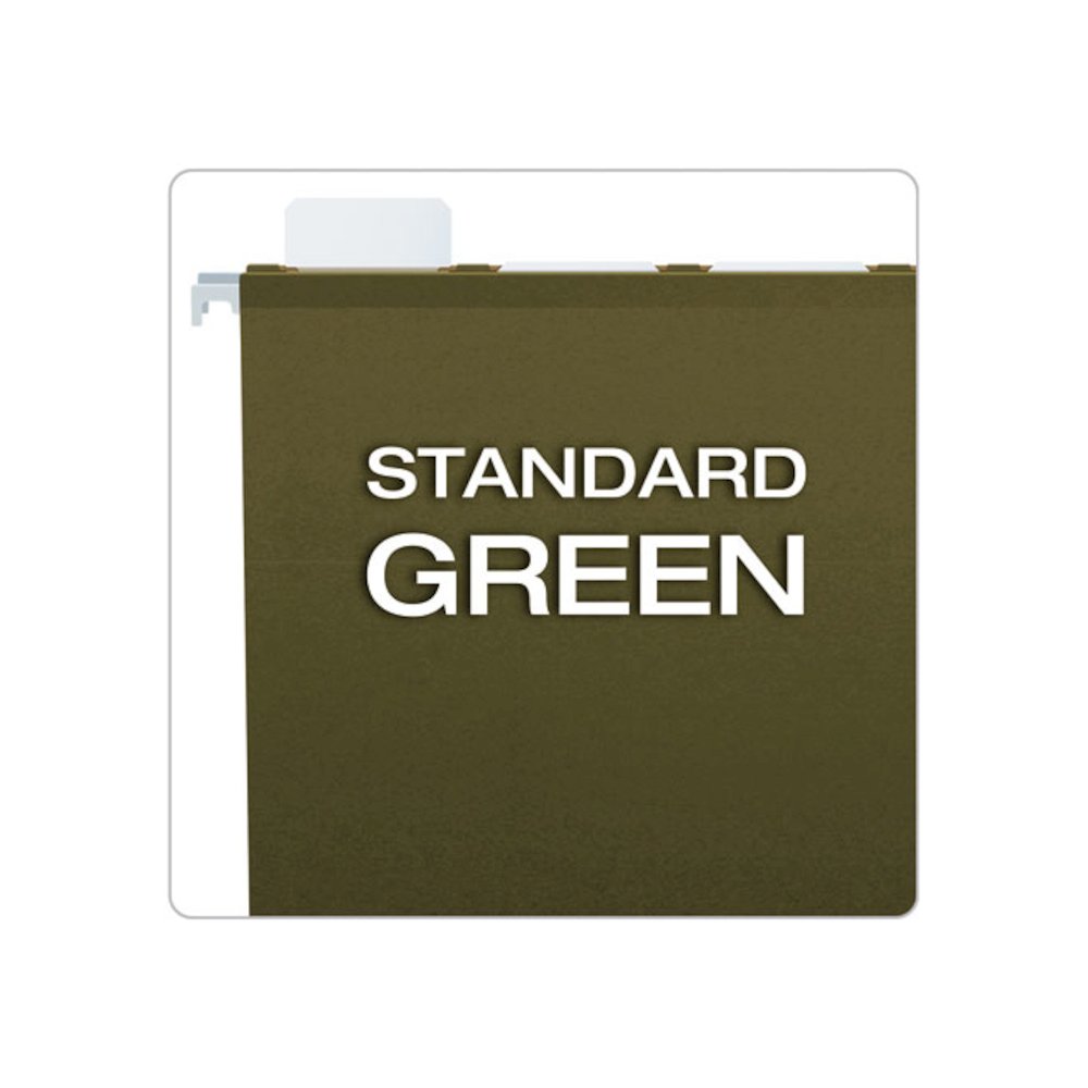 Ready-Tab Extra Capacity Reinforced Colored Hanging Folders, Legal Size, 1/6-Cut Tabs, Standard Green, 20/Box. Picture 4
