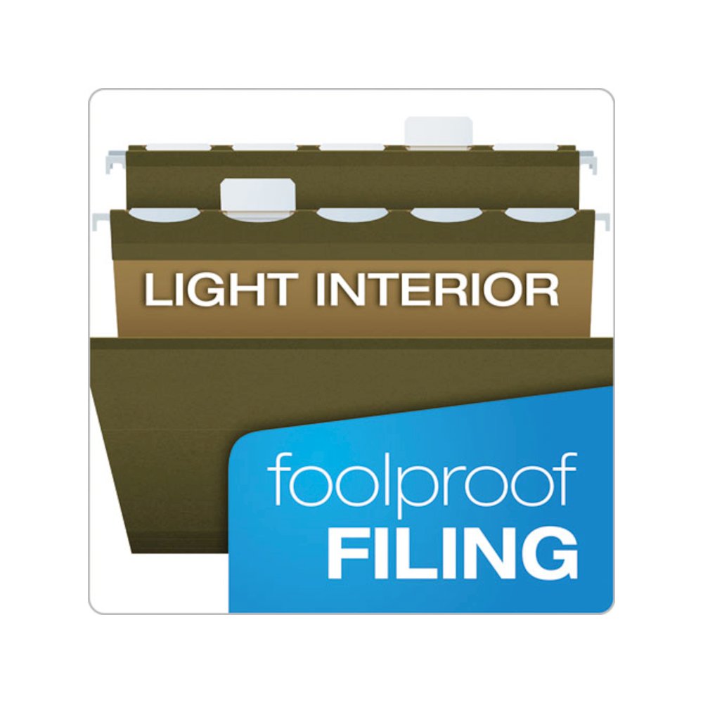 Ready-Tab Extra Capacity Reinforced Colored Hanging Folders, Legal Size, 1/6-Cut Tabs, Standard Green, 20/Box. Picture 7