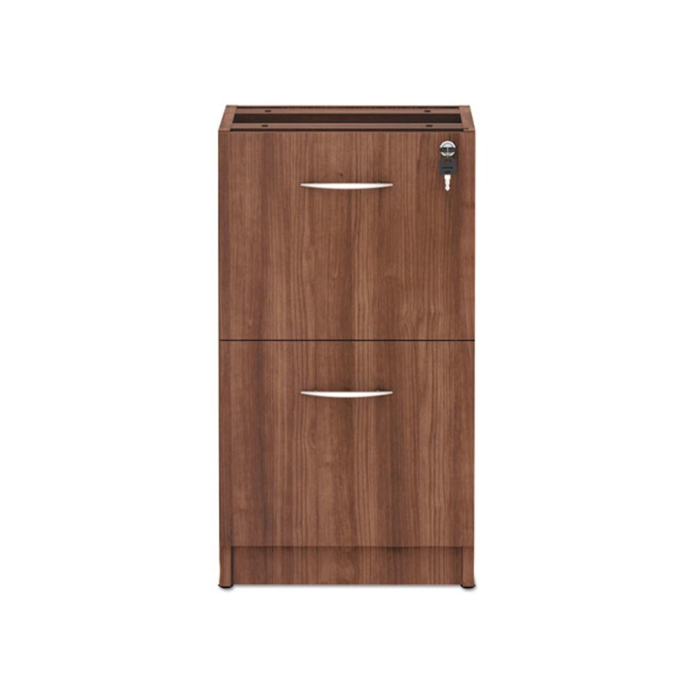 Alera Valencia Series Full Pedestal File, Left/Right, 2 Legal/Letter-Size File Drawers, Modern Walnut, 15.63" x 20.5" x 28.5". Picture 2