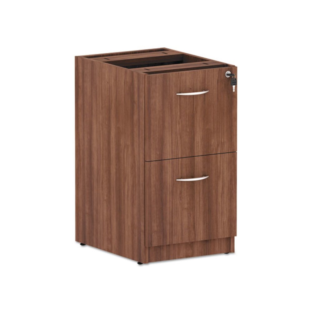 Alera Valencia Series Full Pedestal File, Left/Right, 2 Legal/Letter-Size File Drawers, Modern Walnut, 15.63" x 20.5" x 28.5". Picture 1