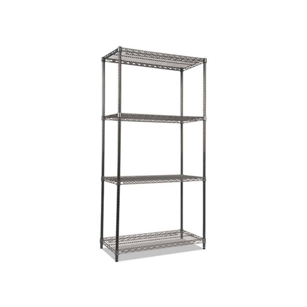 Wire Shelving Starter Kit, Four-Shelf, 36w x 18d x 72h, Black Anthracite. Picture 1