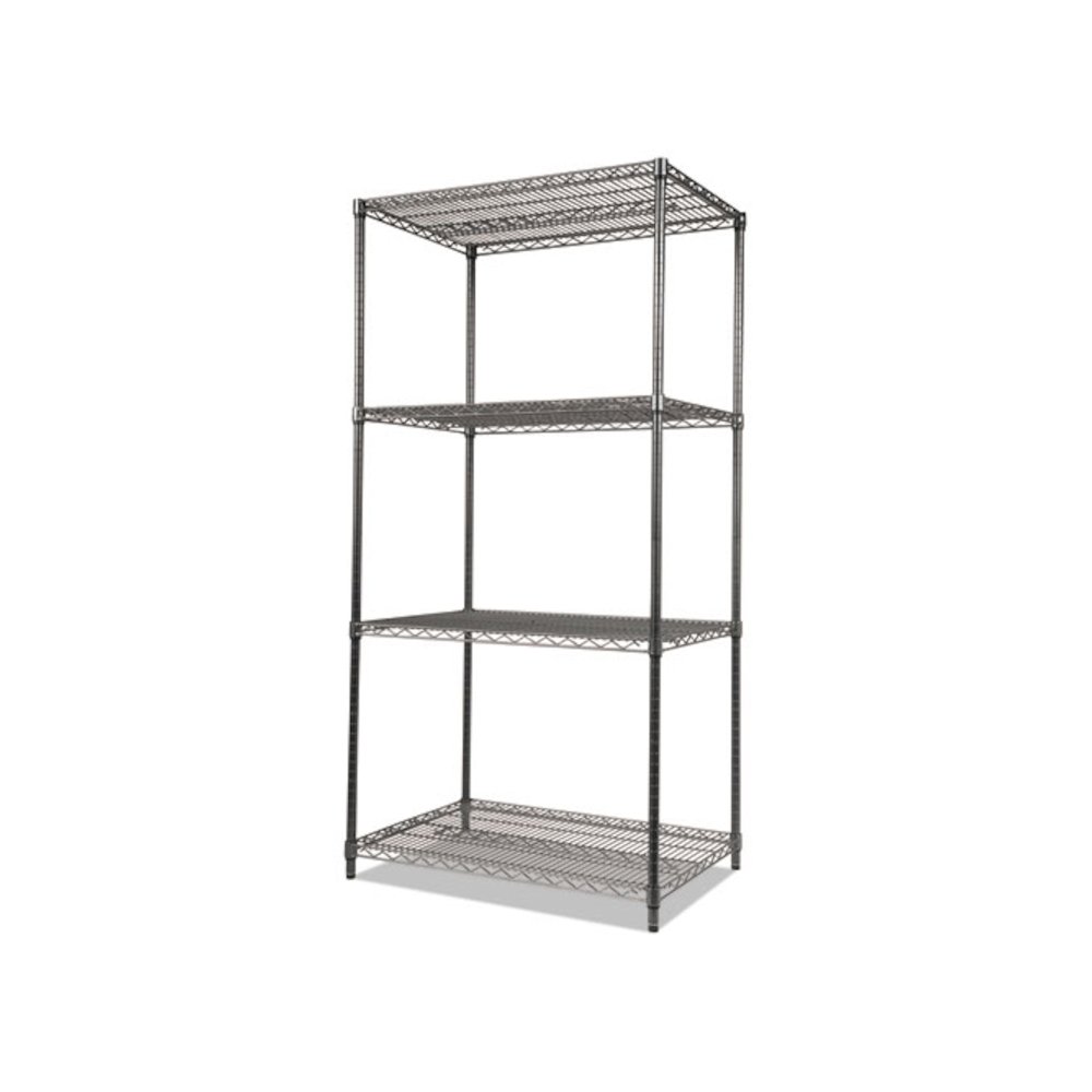 Wire Shelving Starter Kit, Four-Shelf, 36w x 18d x 72h, Black Anthracite. Picture 4