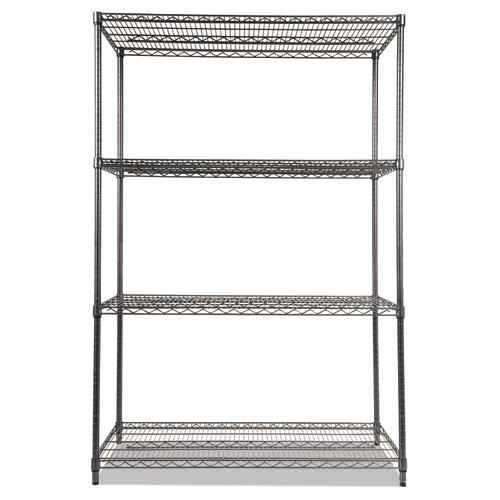 Wire Shelving Starter Kit, Four-Shelf, 48w x 24d x 72h, Black Anthracite. Picture 2