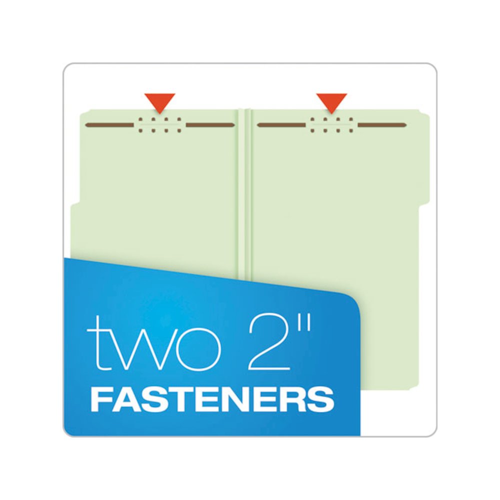 Heavy-Duty Pressboard Folders with Embossed Fasteners, 1/3-Cut Tab, Expands 3", 2 Fasteners, Legal Size, Green, 25/Box. Picture 3