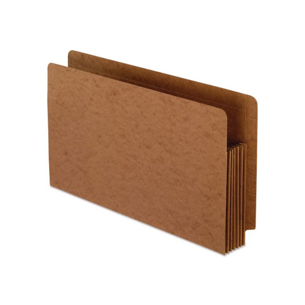 Heavy-Duty End Tab File Pockets, 5.25" Expansion, Legal Size, Red Fiber, 10/Box. Picture 1