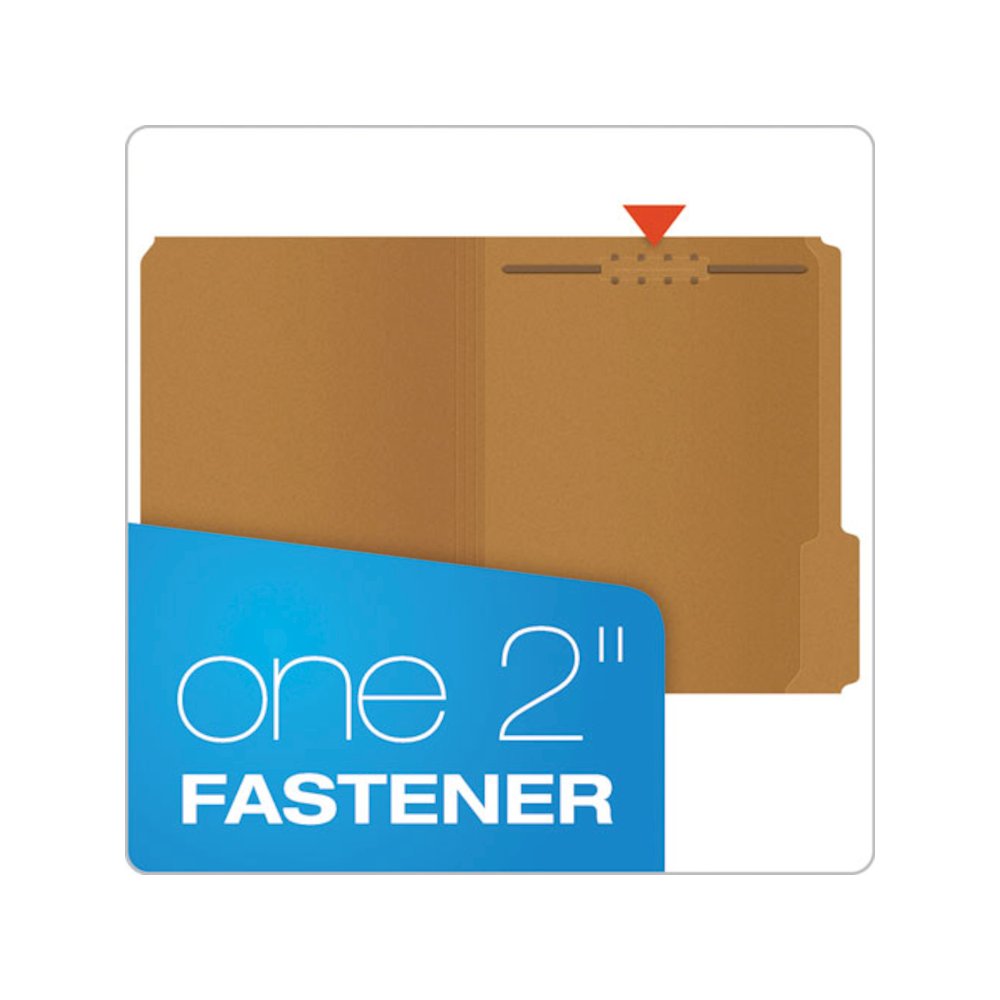 Kraft Fastener Folders, 1/3-Cut Tab: Assorted, 1 Fastener, Letter Size, Kraft, 50/Box. Picture 2