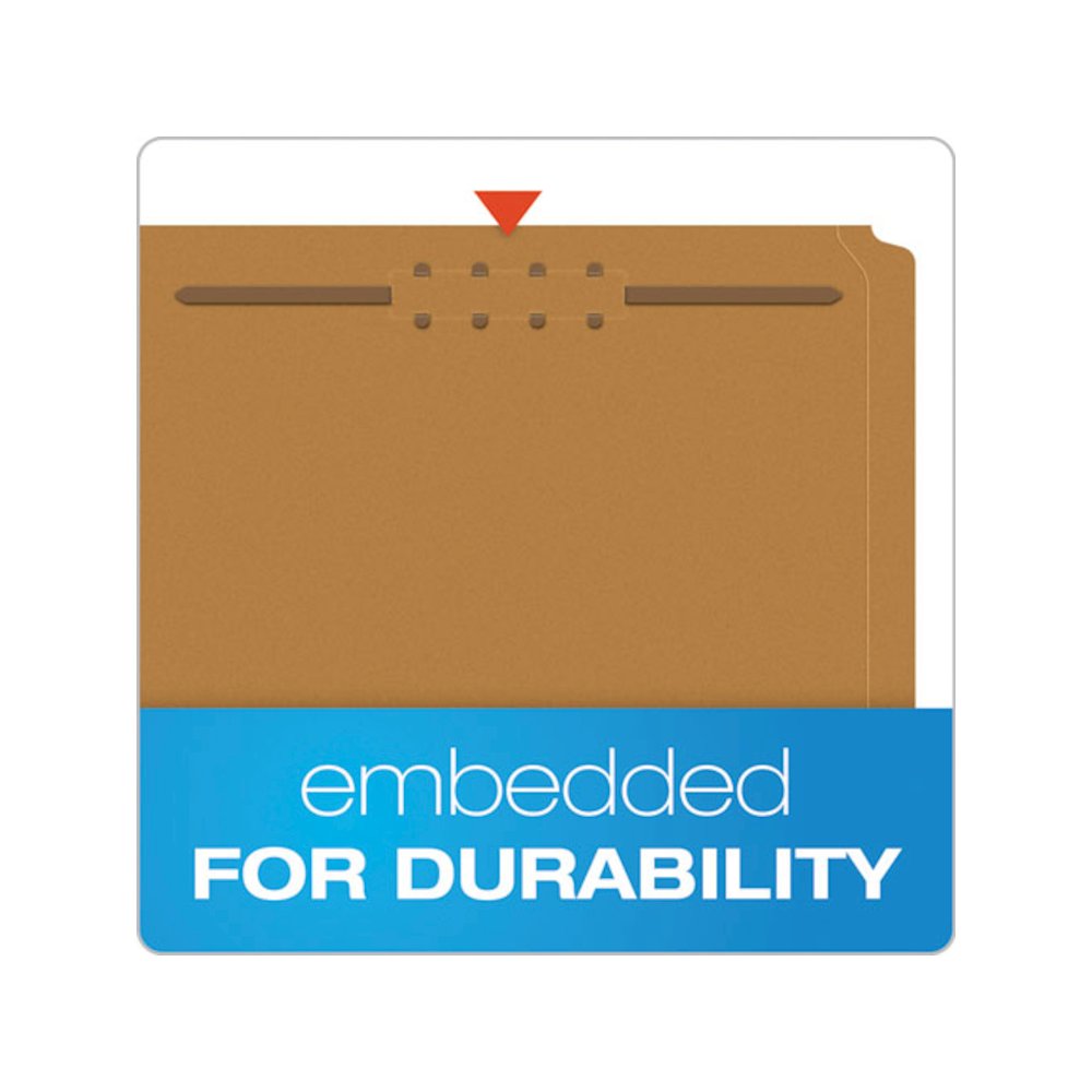 Kraft Fastener Folders, 1/3-Cut Tab: Assorted, 1 Fastener, Letter Size, Kraft, 50/Box. Picture 3