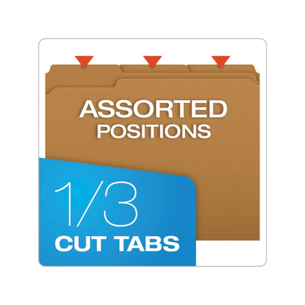 Kraft Fastener Folders, 1/3-Cut Tab: Assorted, 1 Fastener, Letter Size, Kraft, 50/Box. Picture 4