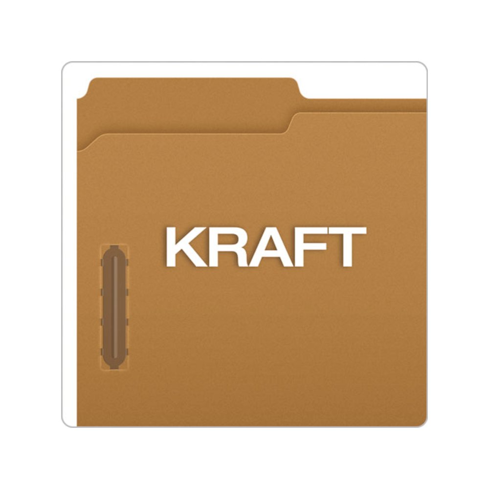 Kraft Fastener Folders, 1/3-Cut Tab: Assorted, 2 Fasteners, Legal Size, Kraft, 50/Box. Picture 6