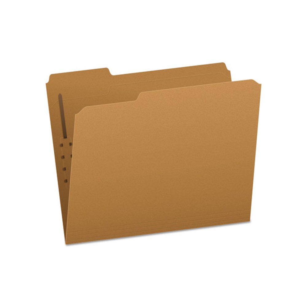 Kraft Fastener Folders, 1/3-Cut Tab: Assorted, 1 Fastener, Letter Size, Kraft, 50/Box. Picture 1