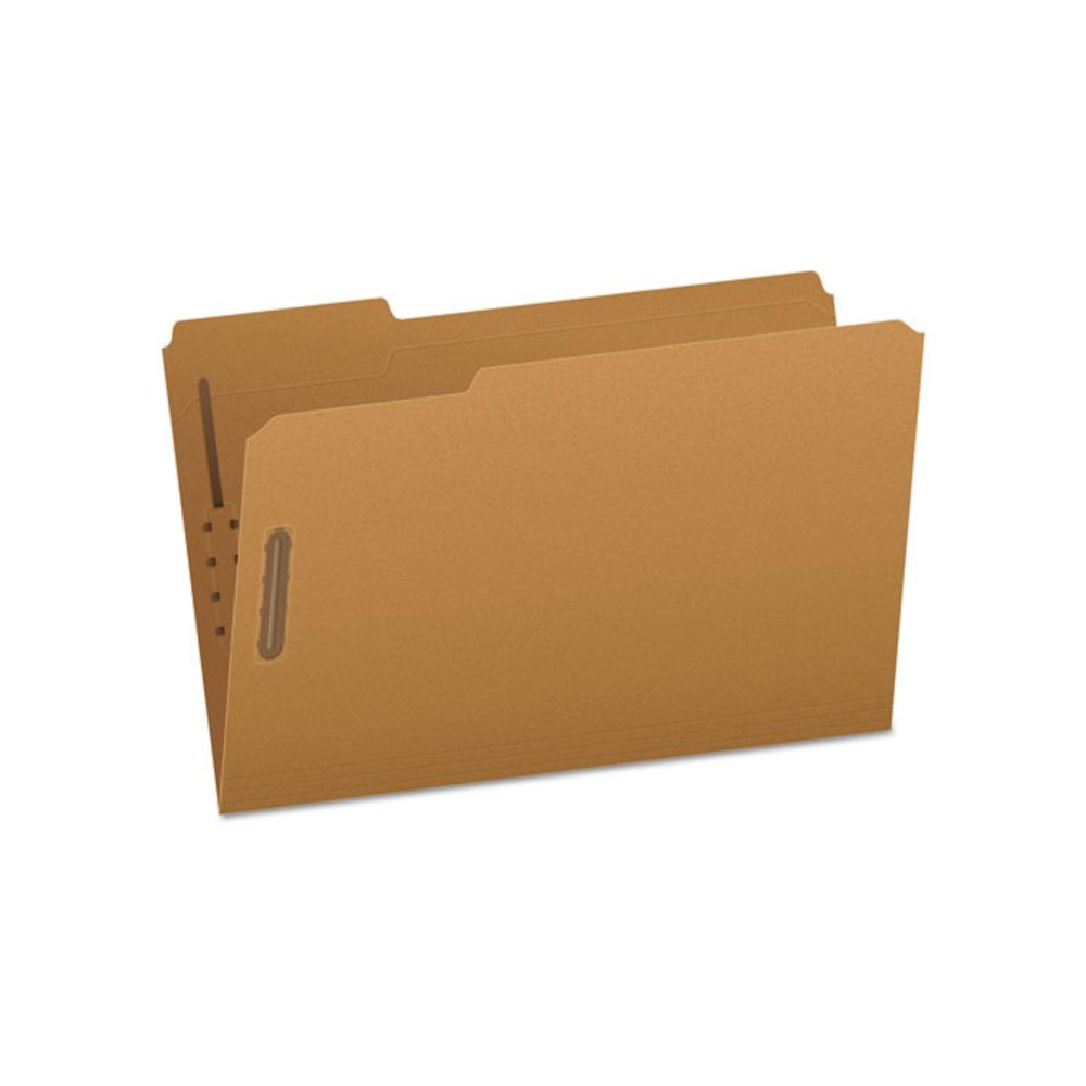 Kraft Fastener Folders, 1/3-Cut Tab: Assorted, 2 Fasteners, Legal Size, Kraft, 50/Box. Picture 1