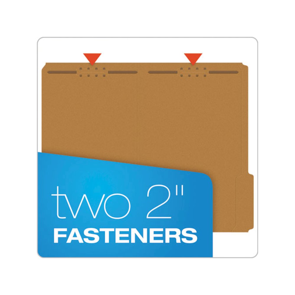 Kraft Fastener Folders, 1/3-Cut Tab: Assorted, 2 Fasteners, Legal Size, Kraft, 50/Box. Picture 2