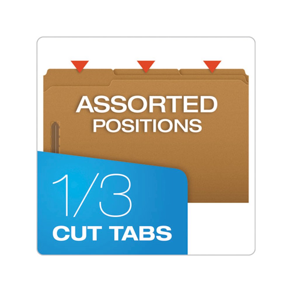 Kraft Fastener Folders, 1/3-Cut Tab: Assorted, 2 Fasteners, Legal Size, Kraft, 50/Box. Picture 4