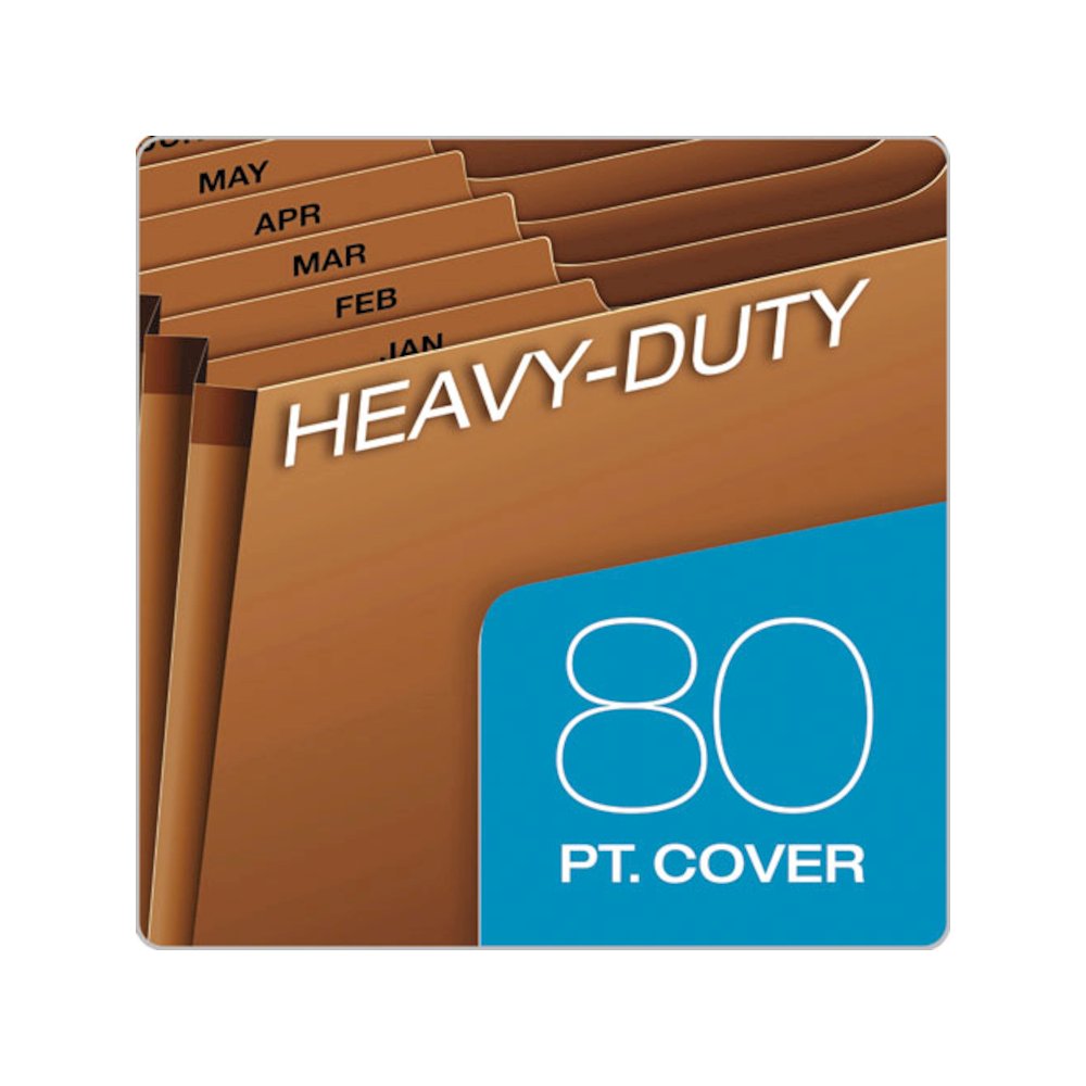 Heavy-Duty Expanding File with Reinforced Flap, 12 Sections, Elastic Cord Closure, 1/3-Cut Tabs, Letter Size, Redrope. Picture 3