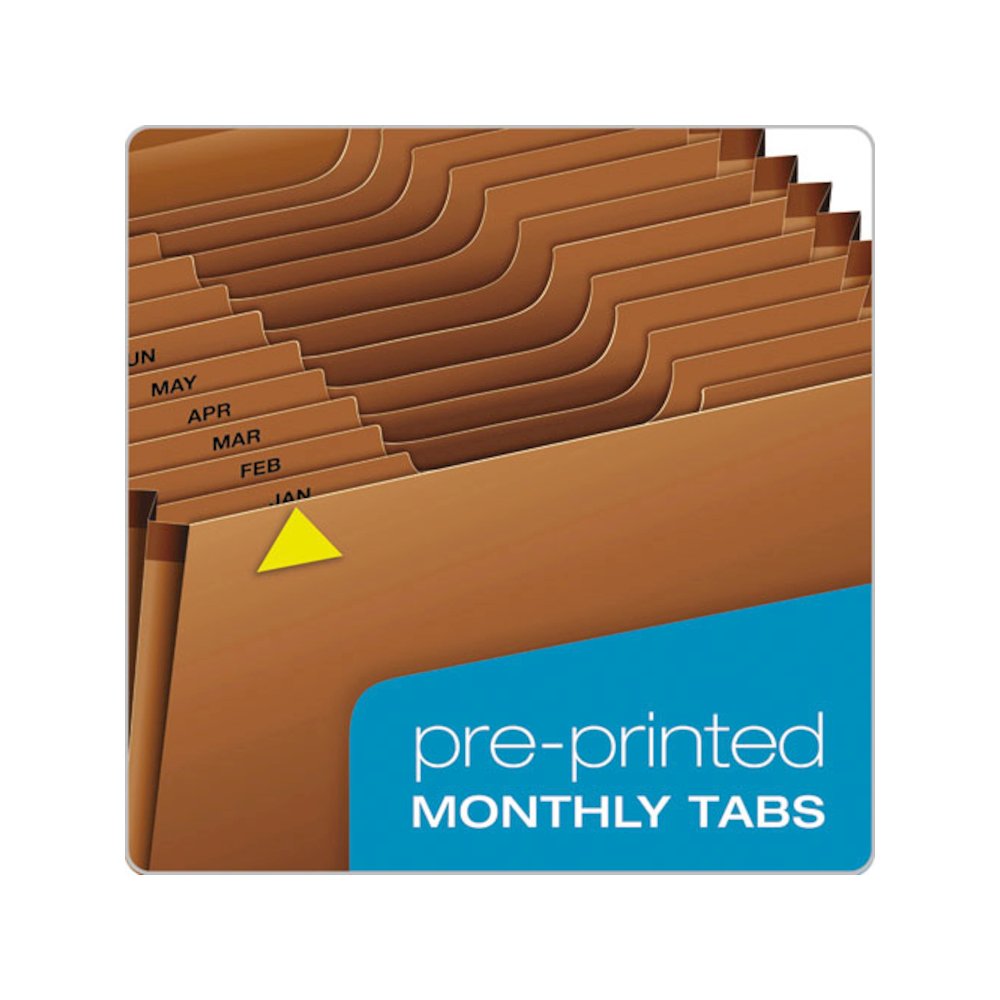 Heavy-Duty Expanding File with Reinforced Flap, 12 Sections, Elastic Cord Closure, 1/3-Cut Tabs, Letter Size, Redrope. Picture 4