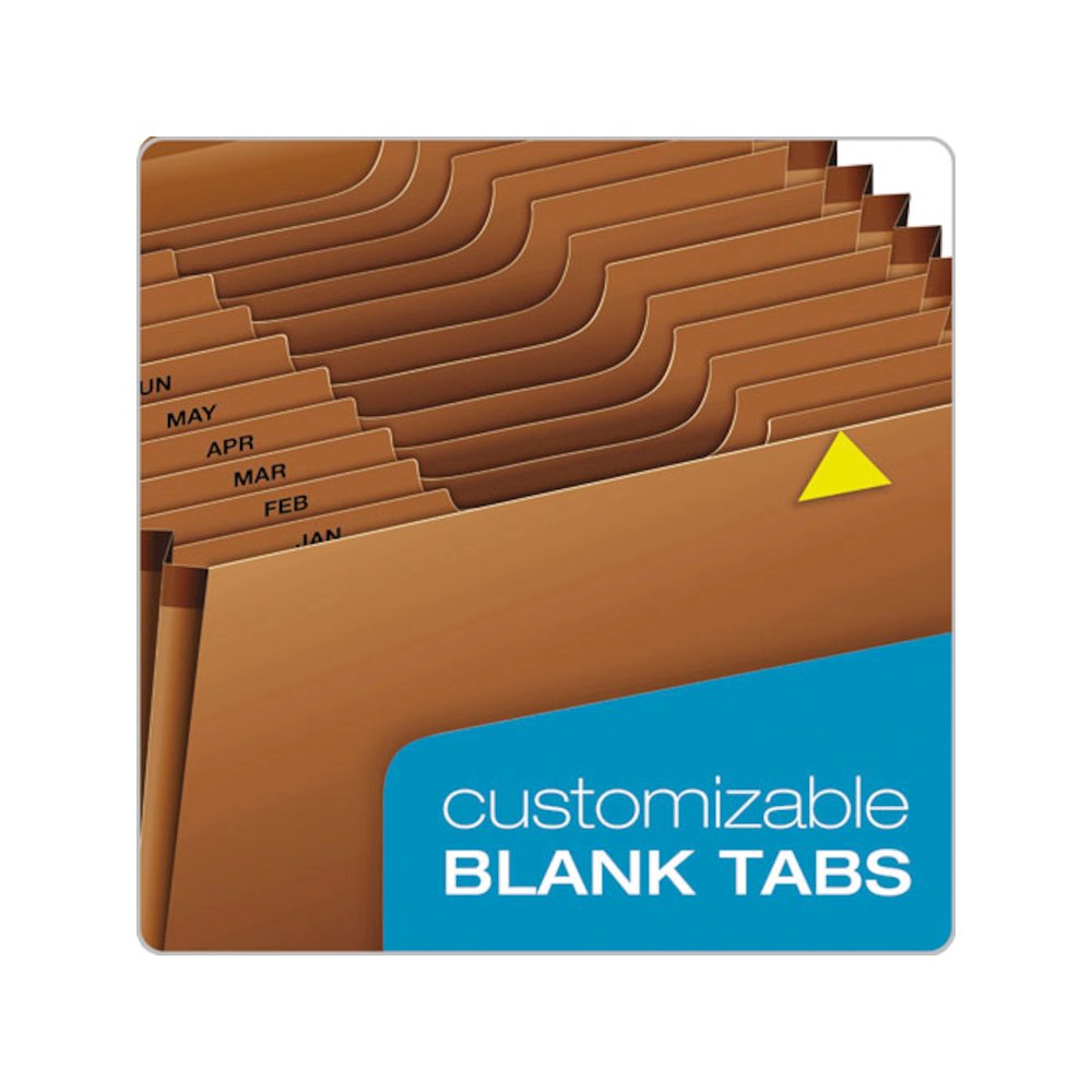 Heavy-Duty Expanding File with Reinforced Flap, 12 Sections, Elastic Cord Closure, 1/3-Cut Tabs, Letter Size, Redrope. Picture 5