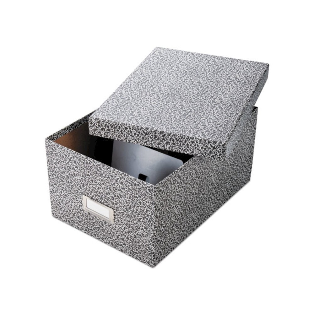 Reinforced Board Card File, Lift-Off Cover, Holds 1,200 5 x 8 Cards, 8.13 x 11 x 5.75, Black/White. Picture 1