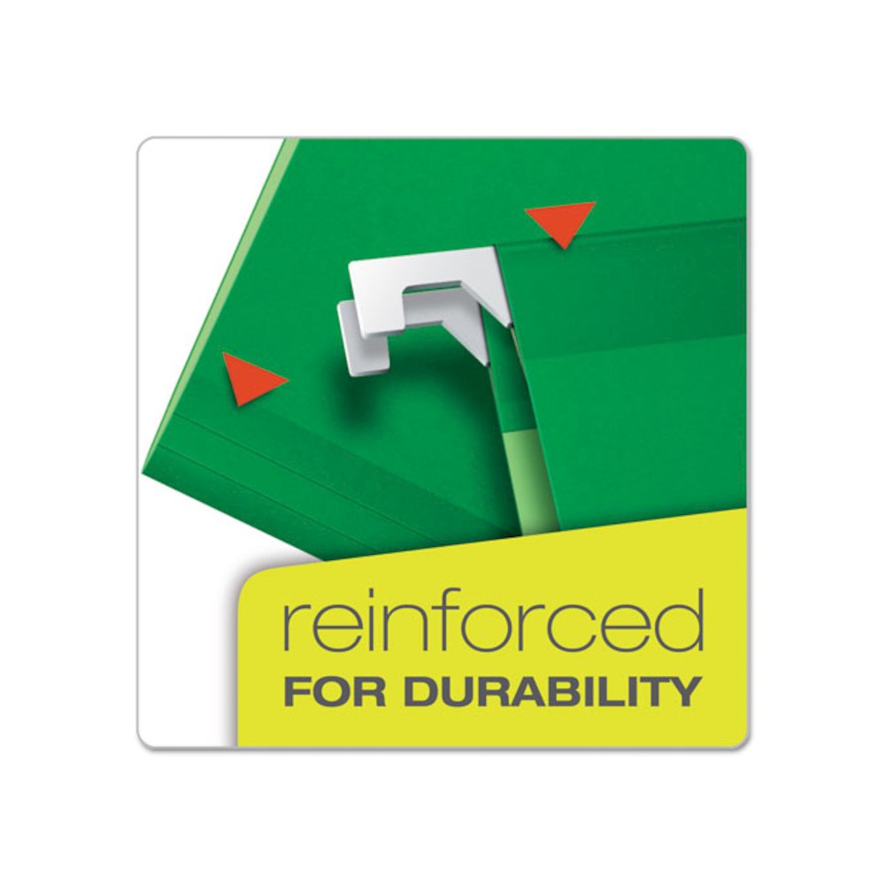 Extra Capacity Reinforced Hanging File Folders with Box Bottom, 2" Capacity, Letter Size, 1/5-Cut Tabs, Bright Green, 25/Box. Picture 3