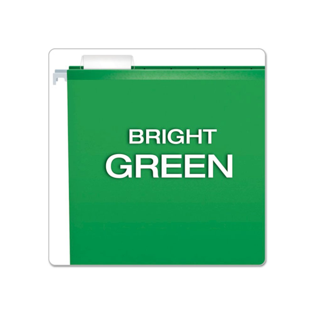 Extra Capacity Reinforced Hanging File Folders with Box Bottom, 2" Capacity, Letter Size, 1/5-Cut Tabs, Bright Green, 25/Box. Picture 4