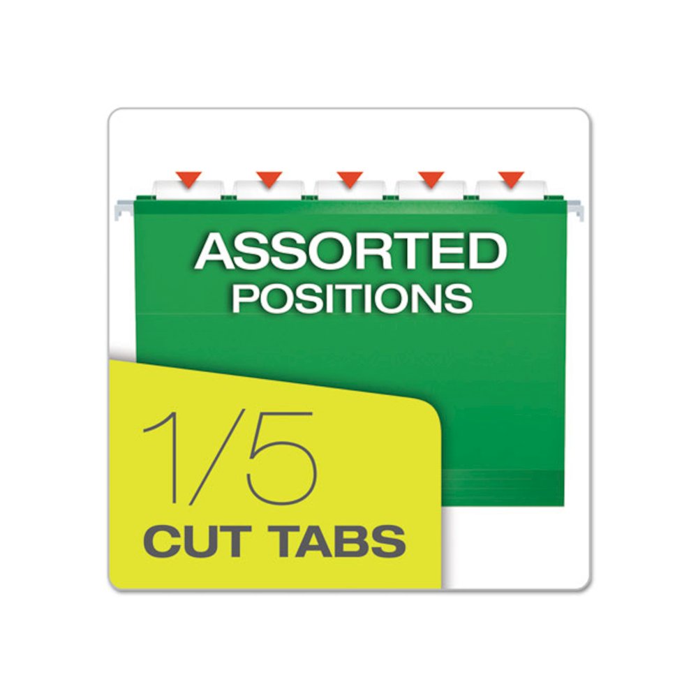 Extra Capacity Reinforced Hanging File Folders with Box Bottom, 2" Capacity, Letter Size, 1/5-Cut Tabs, Bright Green, 25/Box. Picture 5
