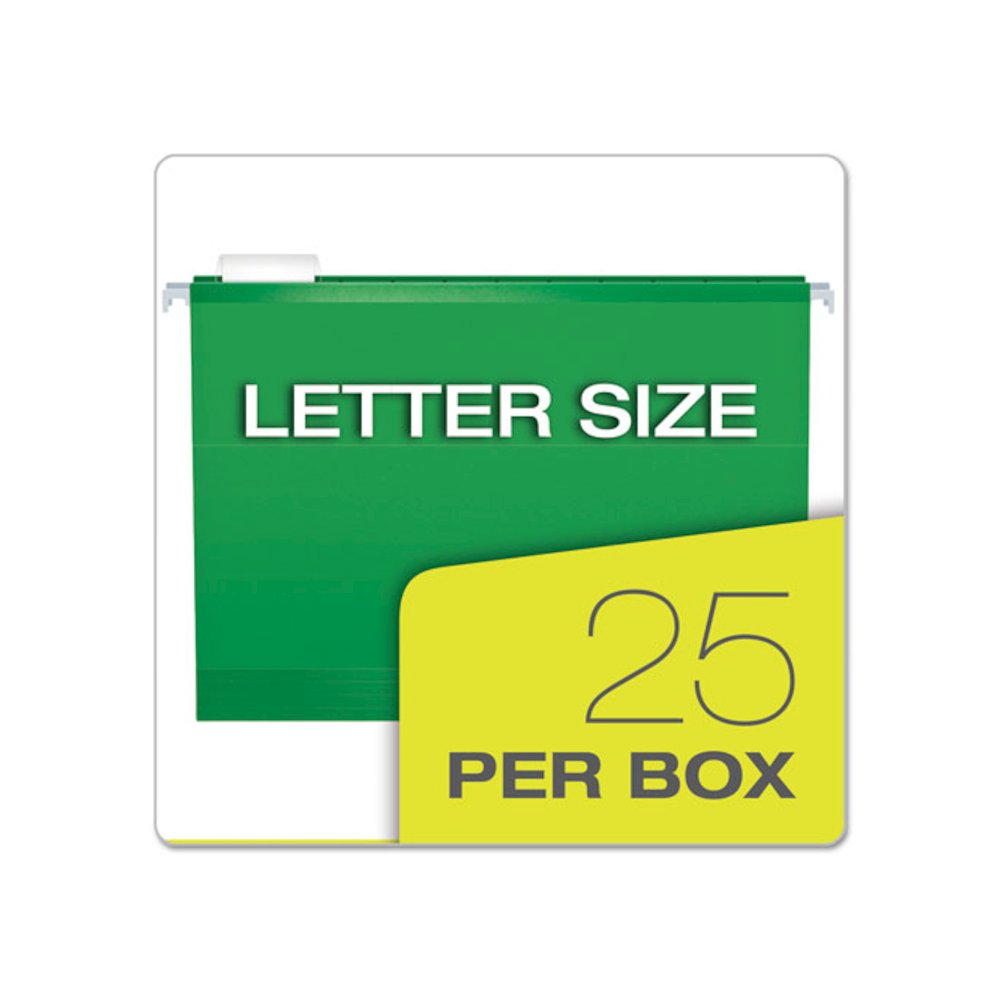 Extra Capacity Reinforced Hanging File Folders with Box Bottom, 2" Capacity, Letter Size, 1/5-Cut Tabs, Bright Green, 25/Box. Picture 6