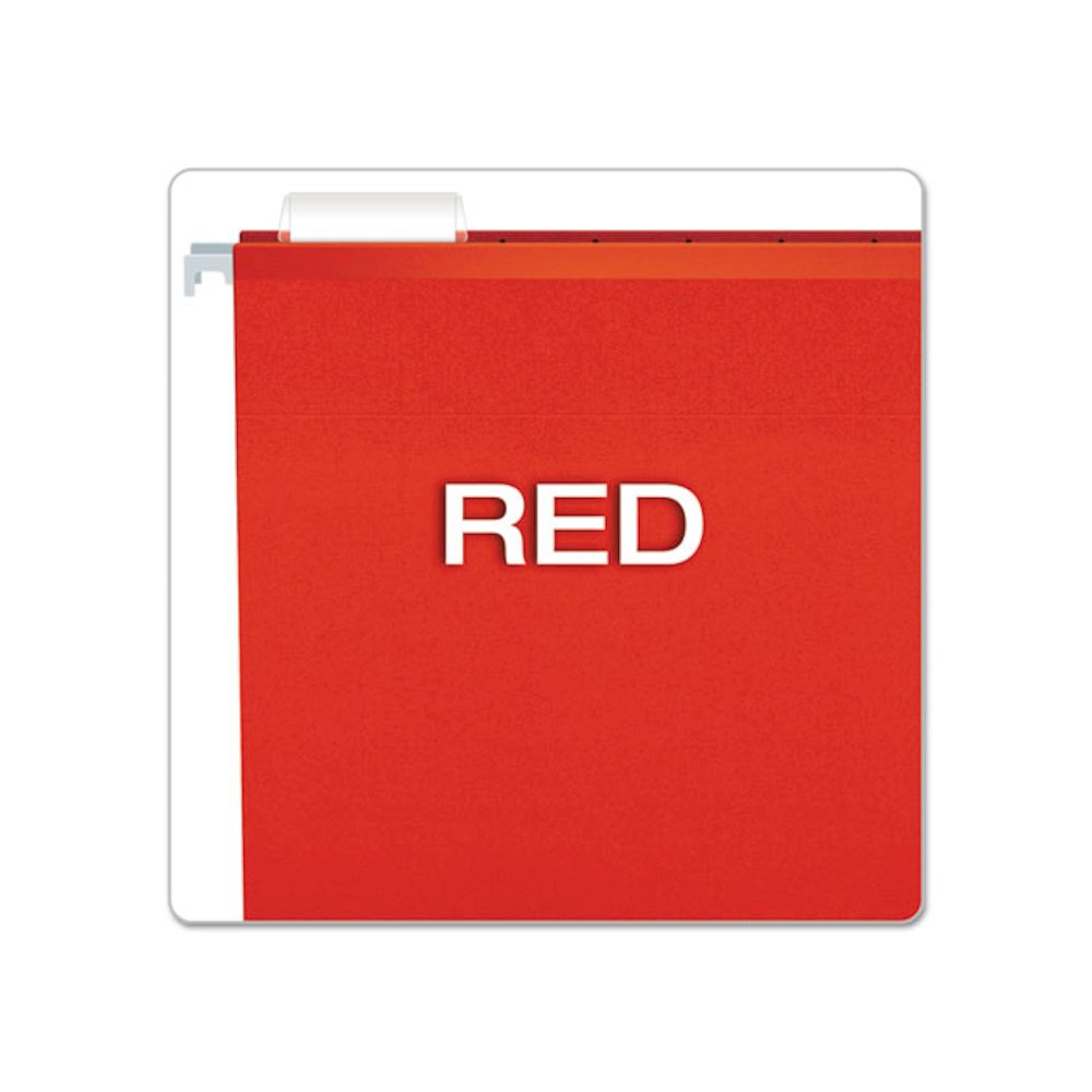 Extra Capacity Reinforced Hanging File Folders with Box Bottom, 2" Capacity, Letter Size, 1/5-Cut Tabs, Red, 25/Box. Picture 4