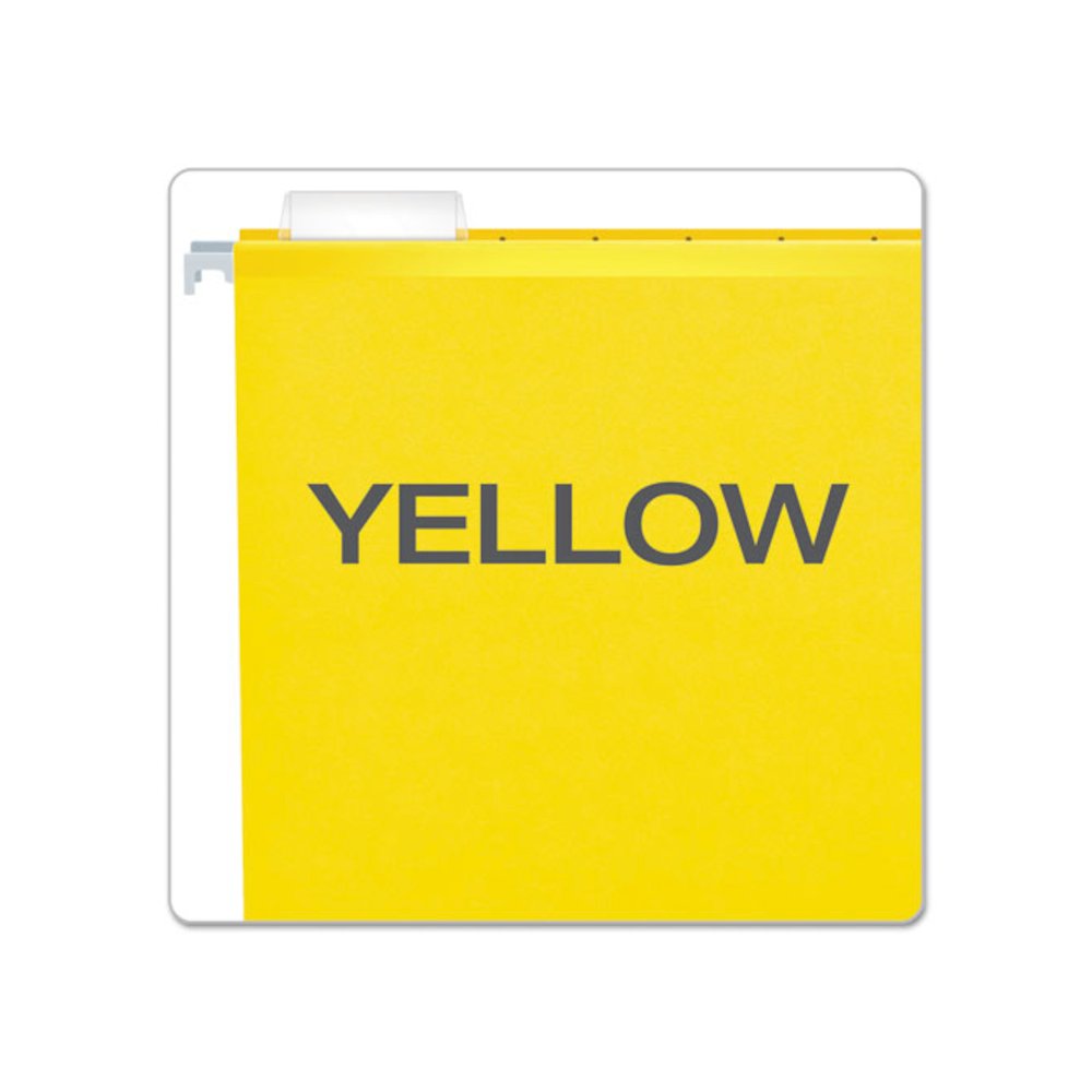 Extra Capacity Reinforced Hanging File Folders with Box Bottom, 2" Capacity, Letter Size, 1/5-Cut Tabs, Yellow, 25/Box. Picture 4